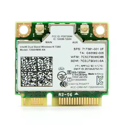 △ 1Pcs Mini PCI-E Dual-Band 2.4G/5Ghz Wireless Network Card AC 7260 7260HMW Bluetooth 4.0 802.11a/b/
