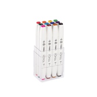 TOUCH TWIN 12 BRUSH MARKER SET (Main) / มาร์คเกอร์หัวพู่กัน-หัวตัดขนาดกลาง เซ็ต 12 แท่ง โทนสีหลัก แบ