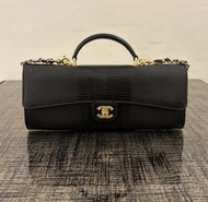 Chanel 26A vanity bag with handle and chain 鏈帶包 黑色 蜥蜴壓紋小牛皮