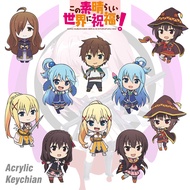 GANTUNGAN Konosuba Keychain / KonoSuba Anime Keychain / Kazuma, Aqua, Megumin