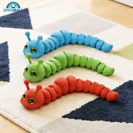 OPENMALL 3D printed Colorful Caterpillar Insect Movable Joints Decoration Craft Decompression Toy Gi