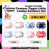 AC-(2 in 1 Set)Tommee Tippee Little London Orthodontic Silicone Soother For Baby (0-6m / 6-18m) Pink