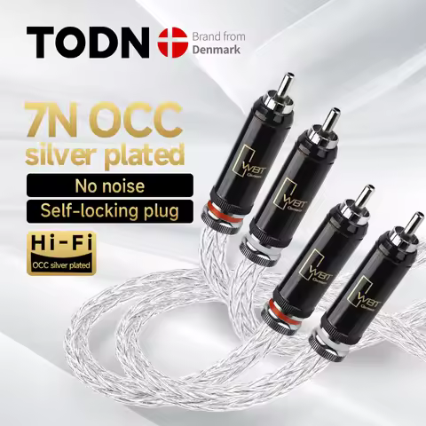 TODN Hi-End 8AG Silver Plated OCC 16 Strands Audio Cable With WBT RCA Plug Cable HIFI 2RCA TO 2RCA C