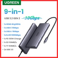 UGREEN Usb C Hub 10Gbps  4K60Hz Type C to HDMI RJ45 Ethernet PD 100W Adapter For MacBook PC Tablet 9 in 1 Usb3.0 HUB