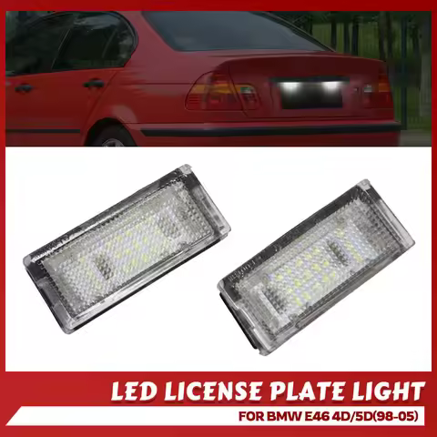 2PCS White LED License Plate Light Lamp For BMW 3 Series E46 4D 1998-2003 5D Touring 1998-2005 Error