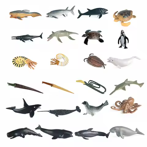 Realistic Mini Ancient Marine Sea Life Animals Prehistoric Cambrian Sea Creature Megalodon Dolphin W