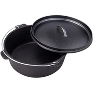 Classic Dutch Oven 13*25CM, True Seasoned Finish Cast Iron for Camping Cooking, BBQ, Basting, or Baking 13*25cm One
