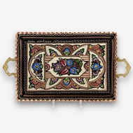 SOLO歐洲家居 - 土耳其手工銅雕 長方形彩繪托盤 38CM