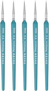 HARFINGTON 5pcs Detail Paint Brushes 3mm Pointed Tip 180mm Length Nylon Hair Miniature Painting Brus