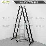 OKURA 16 Steps MULTI-PURPOSE High Quality Aluminium Folding LADDER Heavy Duty TANGGA