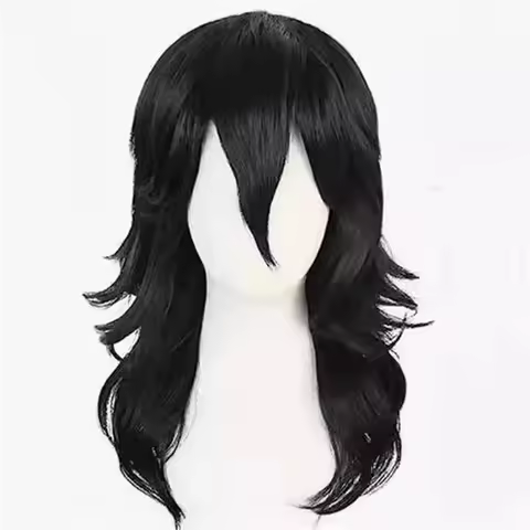 Halloween Synthetic High-Temperature Fiber Wigs Shouta Aizawa 45cm Black Curly Wig Heat Resistant Co