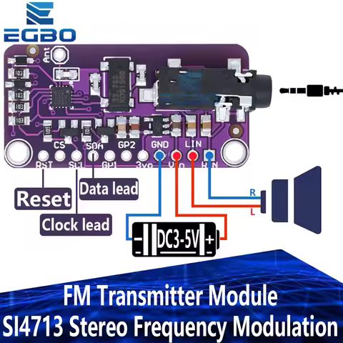 FM Transmitter Module SI4713 Stereo Frequency Modulation CJMCU-4713 DC 3-5V Digital Wireless Radio M