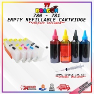PGI-780-781 Empty Refillable Cartridge With 1 Set of Edible Ink (100ml) PGI 780 CLI 781 PGI780 CLI78