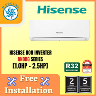 [FREE INSTALLATION] HISENSE 1.0HP~2.5HP R32 AIR COND ANDBG SERIES NON INVERTER AIRCOND