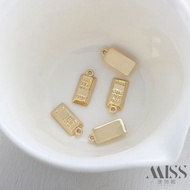 14K Gold-Plated Color Retention Engraved 999.9 Gianduja Noisettes Gold Nugget 1000G Gold Bar Pendant DIY Handmade Bracelet Necklace Accessories