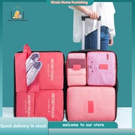 【Singapore spot】7 Pcs Set Waterproof Travel Luggage Organiser Packing Cube Storage Bag Travel Bag Organiser Foldable Cosmetics Toiletries Bag Shoe Bra Laundry Bag Suitcase Packing Storage Set