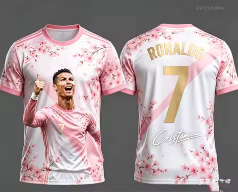 Summer Men Fashion Ronaldo 7 Football Short Sleeve T-shirt Oversized Sportswear Jersey Tops Kids Clo