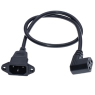 Toptekits 90-Degree Left Angled C13 to C14 with mounting Holes Extension Cord, 2ft/0.6m IEC320 C14 w