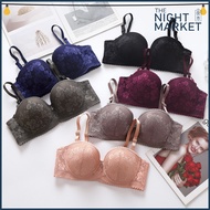 [Night Market]  Retro Floral Lace Underwire Half Coverage Bra/ Coli Wanita Renda (34-40) Cup A