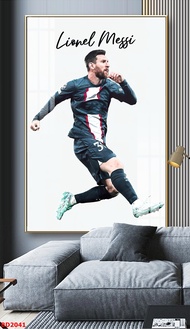 Tranh Bóng đá Lionel Messi chất liệu in gỗ tráng gương có bọc viền