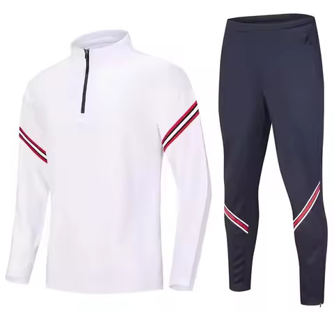 2122 Half Zipper football sports jacket suit, 2Pcs Set Men's Soccer Sportswear Tracksuit Jacket Foot