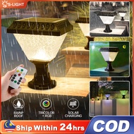 Solar Pillar Light Outdoor Waterproof LED Solar Garden Light Lampu Tiang Pagar Outdoor Gate Light Remote Control Auto
