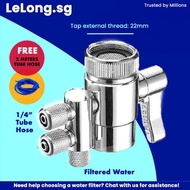 LELONG.SG 2 Way Faucet diverter1/4 inch input output 2 Ways Faucet Diverter 2 Ways Adapter Water Tap