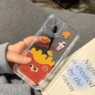 Good case SPACE เคสใสกันกระแทก iPhone 14 13 12 11 Pro Max XR XS Max XR X 7+ 8 Plus SE2022 2020 กรณี เคสโทรศัพท์ เคสใส เคส TPU เคสใสไอโฟน แบบนิ่ม hamburger fries 15 Pro Max