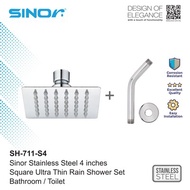 SINOR SH-711-S4 STAINLESS STEEL 4 INCHES SQUARE ULTRA THIN SHOWER HEAD SET