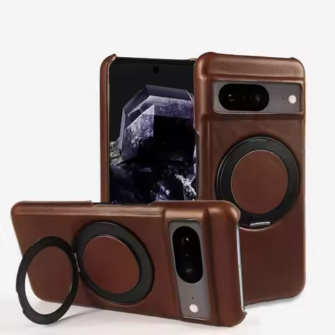 Luxury 360° Rotating Magnetic Holder Genuine Leather Case For Google Pixel 8Pro 8A 9pro 7pro 7A 6pro