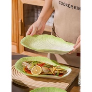 Cabbage Ceramic Plate Household Dish Plate Creative Fish Plate Dumpling Plate Steamed Fish Plate 202