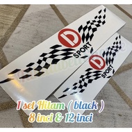 Sticker D sport wing/D sport sayap/sticker daihatsu/sticker cermin depan/sticker kereta/car sticker
