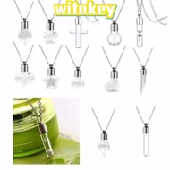 WITAKEY Glass Bottle Necklace, Fillable with Chain Wishing Bottle, Transparent Glass Keepsake DIY Me