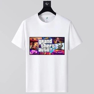 Merchandise Game Balap Mobil GTA6 Kaos Leher Bulat Lengan Pendek Cetak Longgar Unisex Atsan Santai