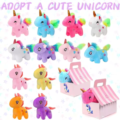 12/24/36Sets Unicorn Party Favors Stuffed Animal Adopt Me Unicorn Plush Keychain Birthday Gifts with
