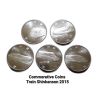 KOIN ASING 100 YEN JAPAN COMMERATIVE TRAIN SHINKANSEN (5 KEPING) 2015