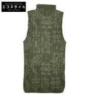 Pleats Please PP41-JK721 Green Chinese Print Mock Neck Sleeveless Top, Size 3 [Used]