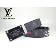 cOd 【Ready Stock】Luxury Brand LV Men's Belt Classic Printing Square Buckle Trousers Belt Luxury