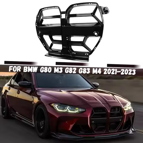 Front Bumper Grille Grill Mesh CSL Style For BMW G80 M3 G82 G83 M4 2021 2022 2023 Gloss Black Racing