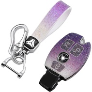 SANRILY Gradient Purple Bling Key Fob Cover for Mercedes Benz GLC 300 Class C E G S M GL AMG CLA CLS