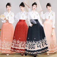 Hanfu Female S-XL Improved Horse Face Skirt Waist-Length Horse Face Skirt Daily Hanfu Han Elements H