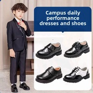 New store opening 50% discount for only three daysGlossy Black Kids Shoes 2025 Leather Shoes Boys Sc