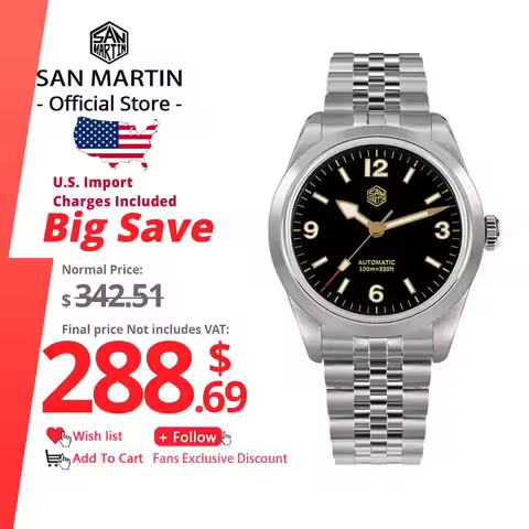 San Martin 38mm Men Sport Watch Fashion Luxury Explore Climbing Automatic Mechanical Sapphire Waterp