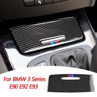 Carbon Fiber Auto Storage Box Panel Trim Cover Decoration Stickers Interior For BMW E90 E92 E93 3 Series 2005-12 Car Acc