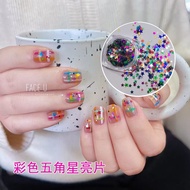 Colorful Five-pointed Star Sequins Strobe Manicure Accessories Star Glitter Powder Wearable Nails De