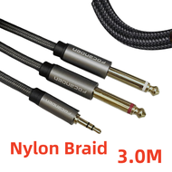 1/8 to 1/4 Stereo Cable 3.5mm TRS to Dual 6.35mm 1/4 TS Mono Y Splitter Audio Cord Adapter Compatibl