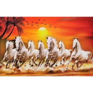 Majestic 7 Running Horses Sparkle Print Wall Canvas Poster for Office & Bedroom Decor _ Inspirationa