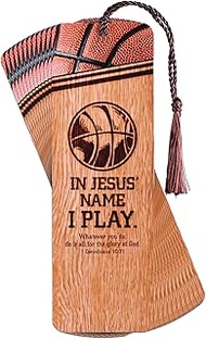 BKMTL-607 Basketball - in Jesus Name I Play - 1 Corinthians 10:31-6 x 2 Inch Brown Cardstock Tassel 