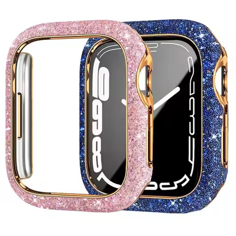 Diamond Cover for Apple Watch Case 45mm 41mm 44mm 40mm Bling Bumper Screen Protector for Apple Watch