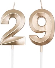 Champagne Gold 29th & 92nd Birthday Candles for Cakes, Number 29 92 Candle Cake Cupcake Topper for B